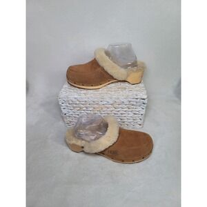 Uggs Sheepskin Lined Clogs Tan Suede Bohemian Y2K Retro Hippie Cabincore Size 11